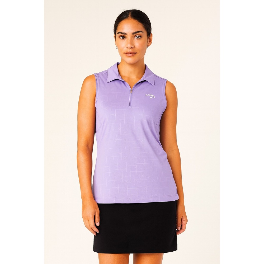 CALLAWAY Women s 1/4 Zip Sleeveless Golf Polo Shirt Sunset Purple Size‎ L